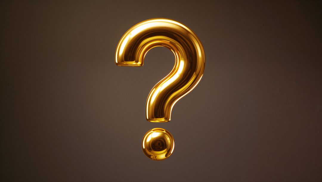 Golden Question Mark Sculpture in Brown Gradient Backdrop