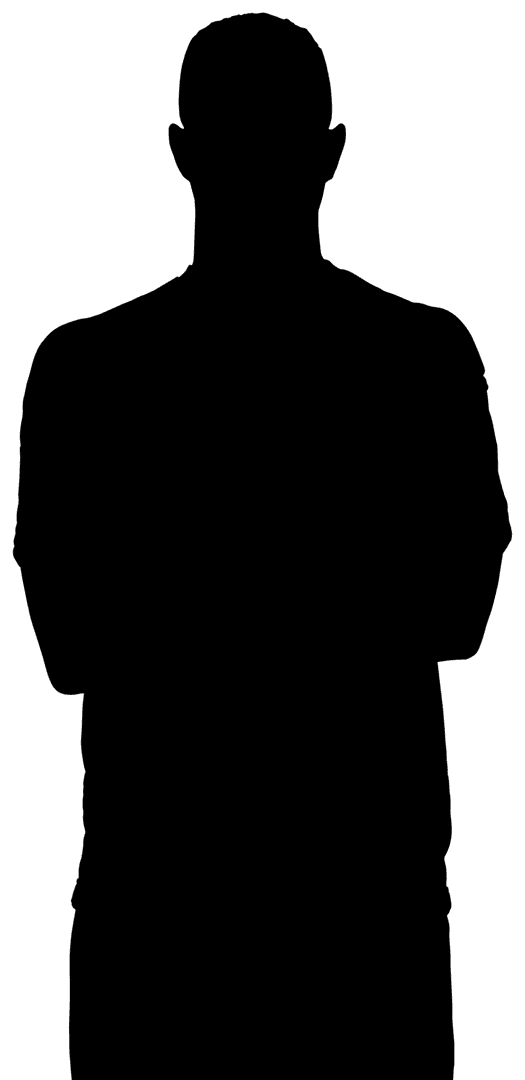 Digital Silhouette of Confident Man with Arms Crossed on Transparent Background