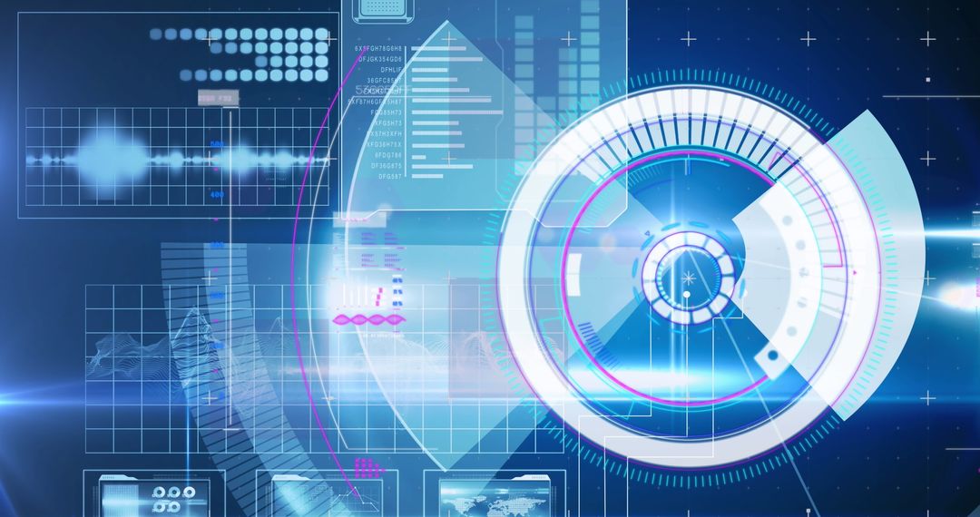 Futuristic Digital Data Interface with Augmented Screen Elements