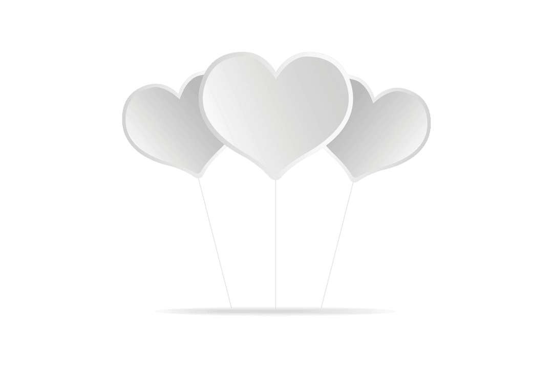 Heart Balloons Illustration on Transparent Background