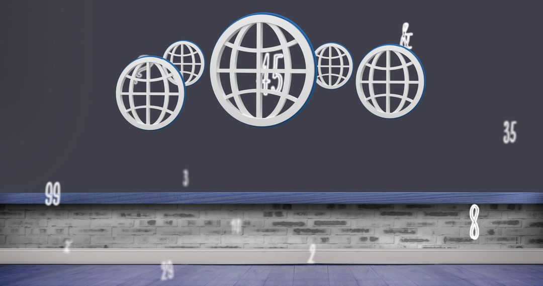 Floating Web Icons and Numbers in Abstract Design