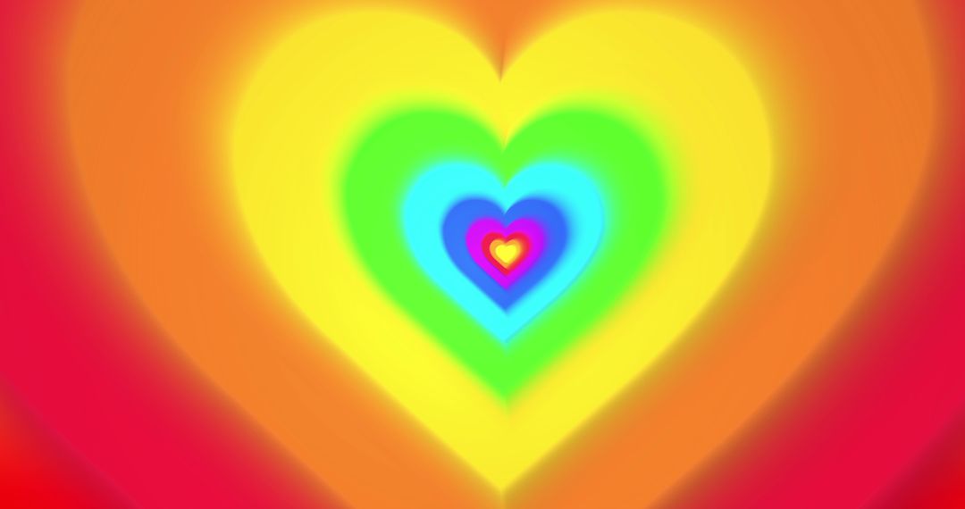 Vibrant Rainbow Heart Tunnel in Abstract Design