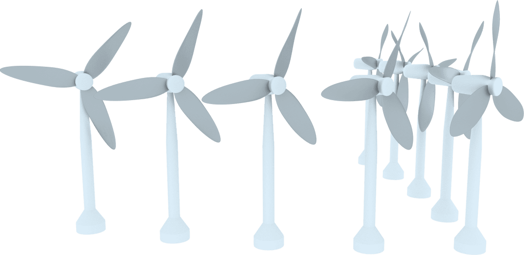 Transparent Vector Illustration of Windmills for Renewable Energy