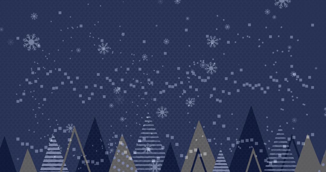 Abstract Winter Forest with Falling Snowflakes Background