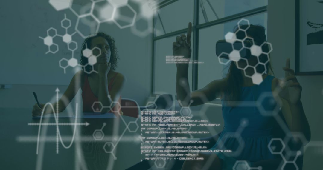 Woman Engaging with Virtual Reality in Scientific Research Environment