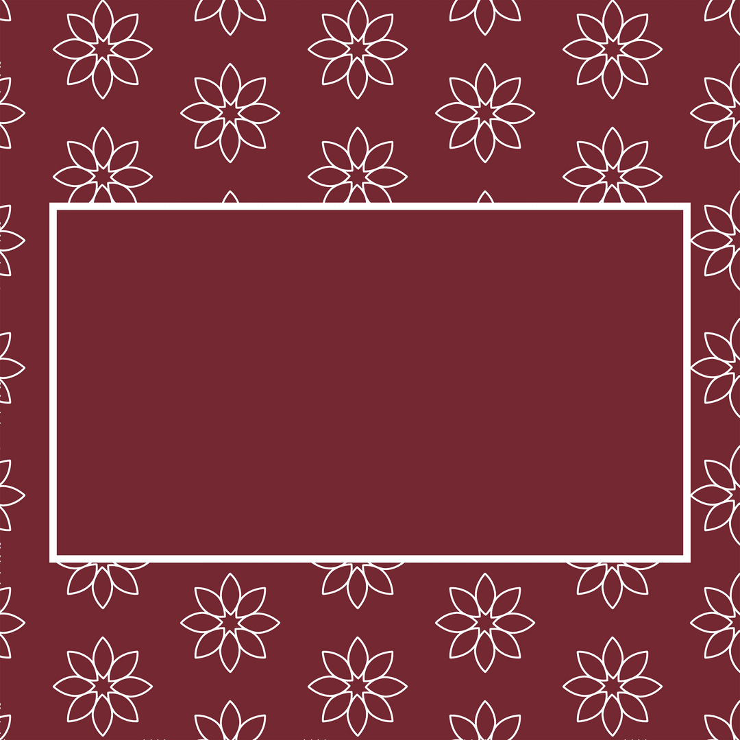 Transparent Claret Card with White Flowers and Rectangle Design