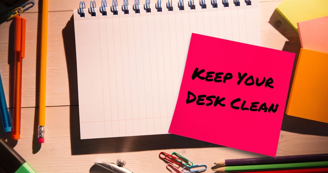Organized Desk with Motivational Reminder Note