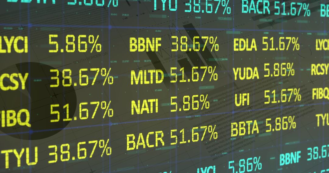 Digital Stock Market Ticker Displaying Financial Data