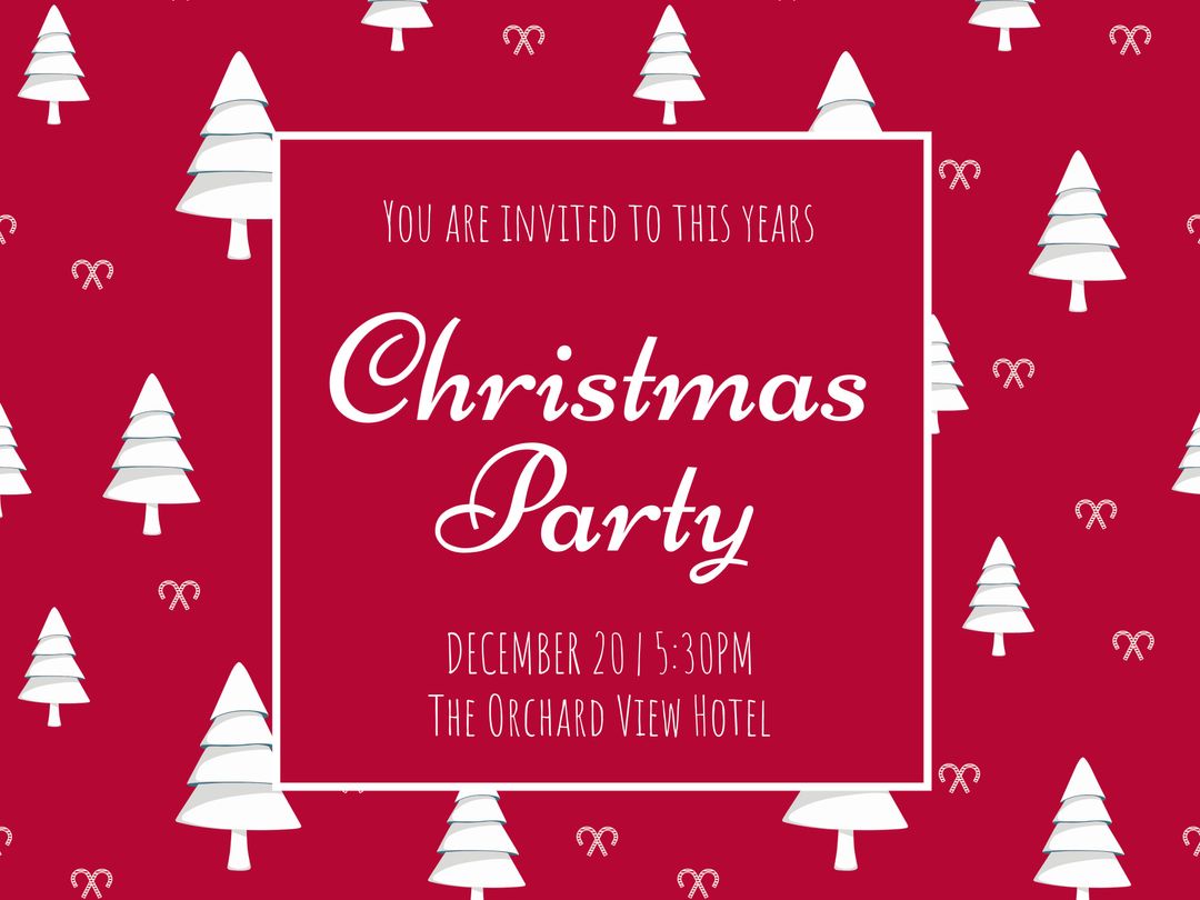 Festive Christmas Party Invitation with Red Background