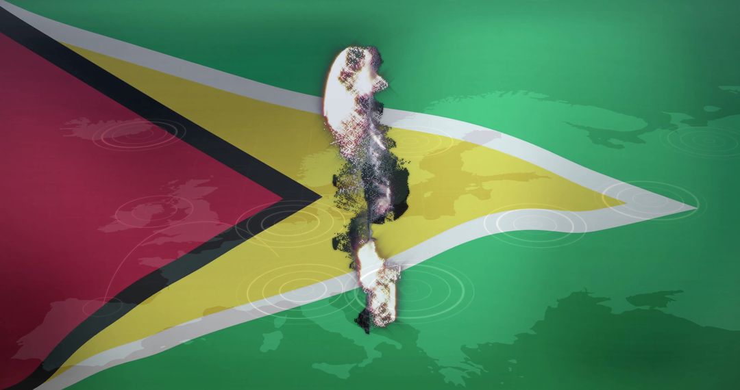 Abstract Shapes Overlaid on Guyana Flag