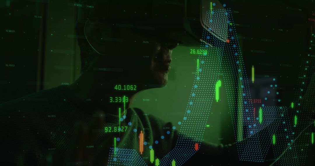 Asian Male IT Engineer Exploring Data with VR Technology