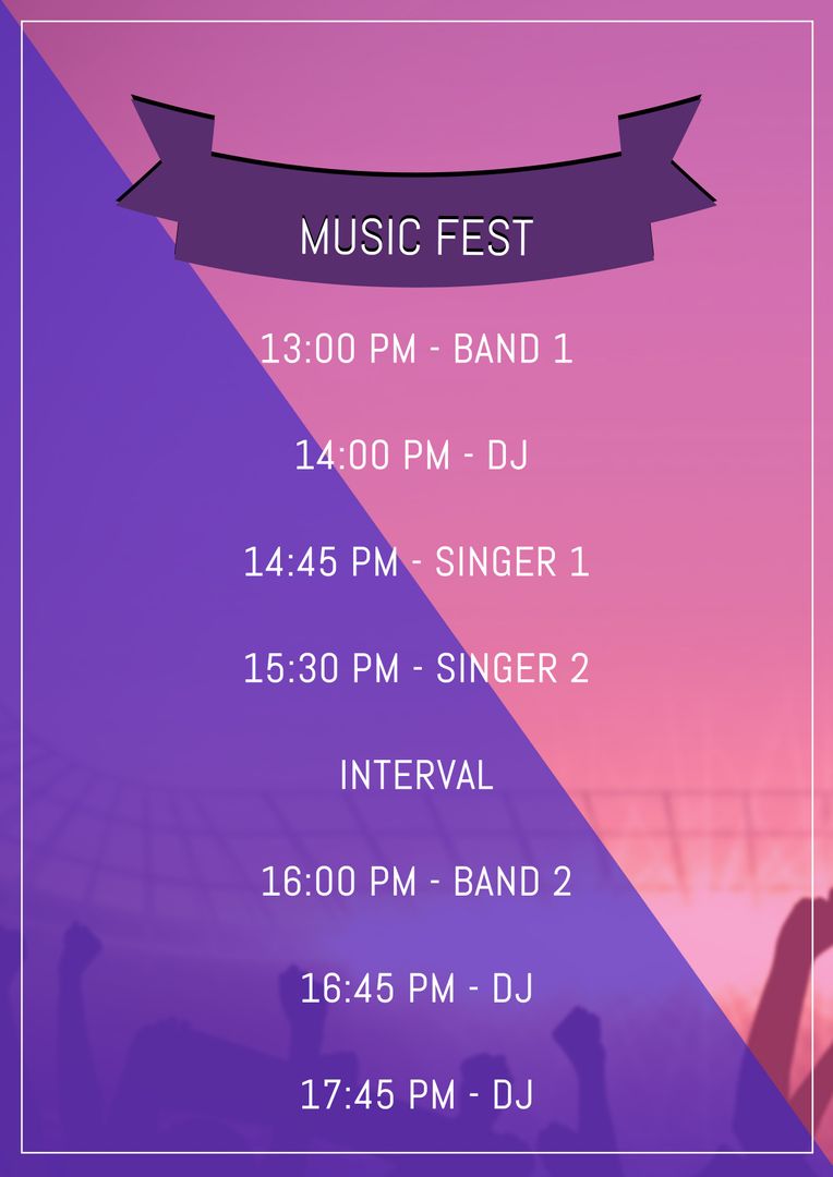 Music Festival Schedule Graphic with Gradient Background