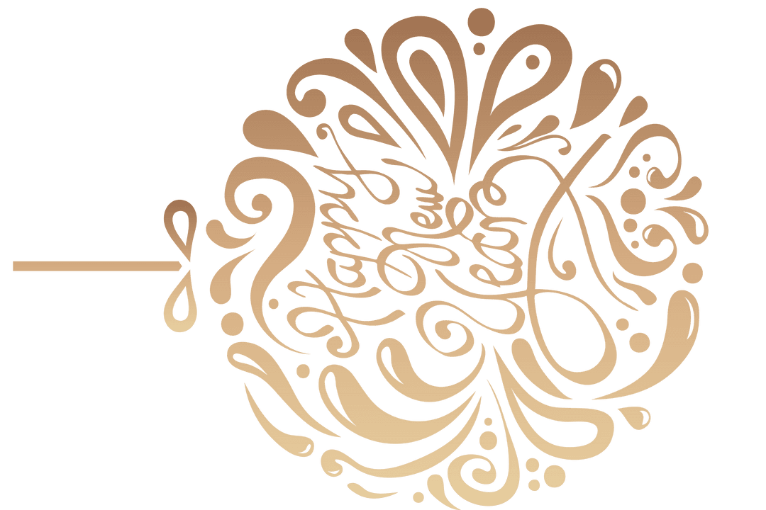 Elegant Abstract Happy New Year Decoration on Transparent Background