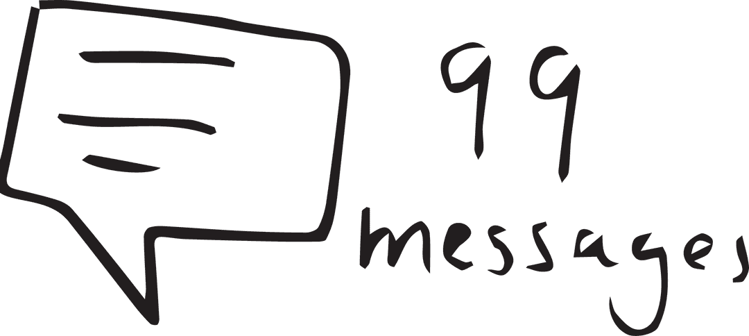 99 Messages Icon with Speech Bubble on Transparent Background