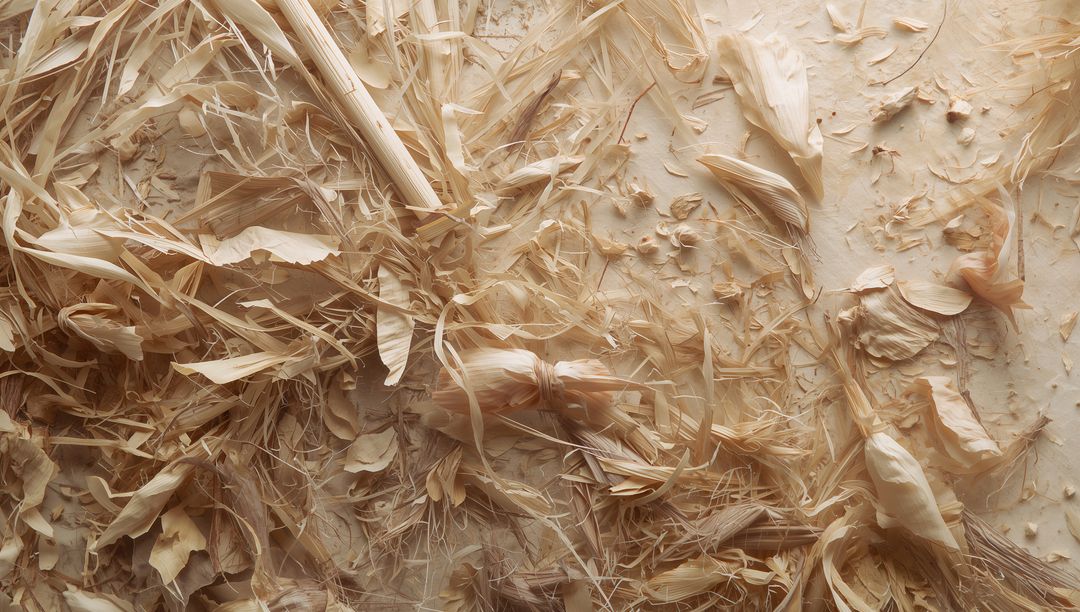 Wood Shavings and Sawdust on Workbench Showing Natural Grain, Texture and Tool Marks