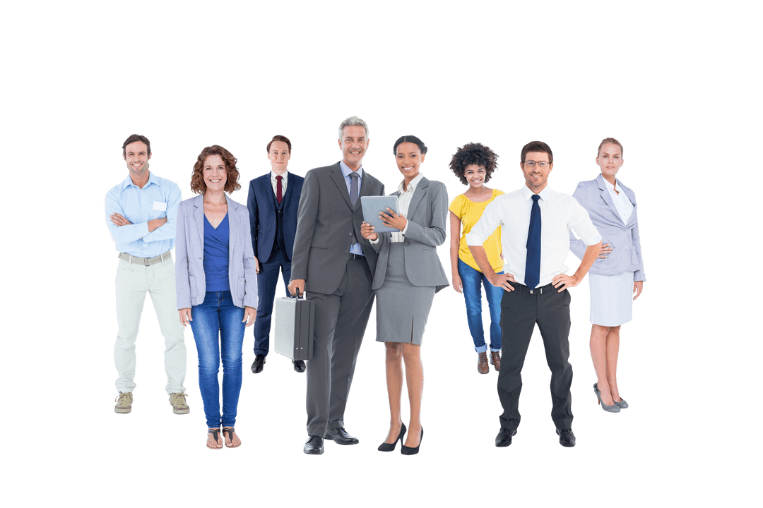 Diverse Business Group Standing in Transparent Background PNG