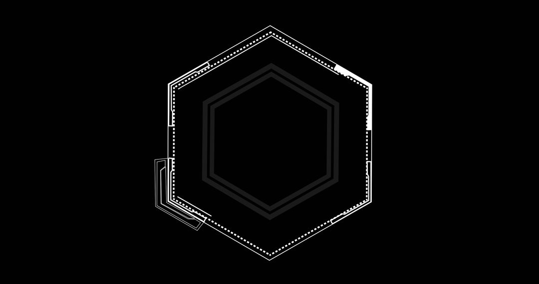 Abstract White Hexagon over Black Background
