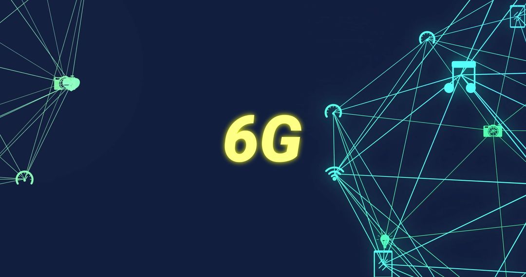 6G Communication Network Concept with Digital Interface Icons