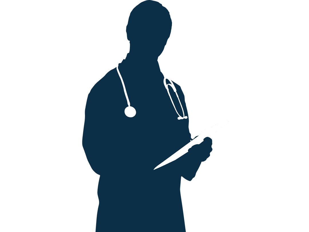 Silhouette Male Doctor with Stethoscope on Transparent Background