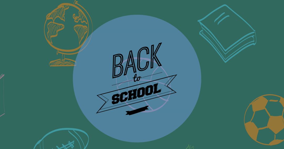 Back to School Text with Educational Icons on Green Background