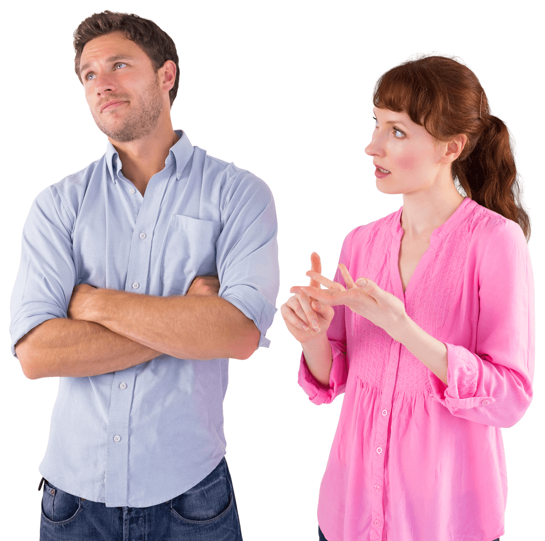 Caucasian Couple Arguing Transparent Background Relationship Conflict