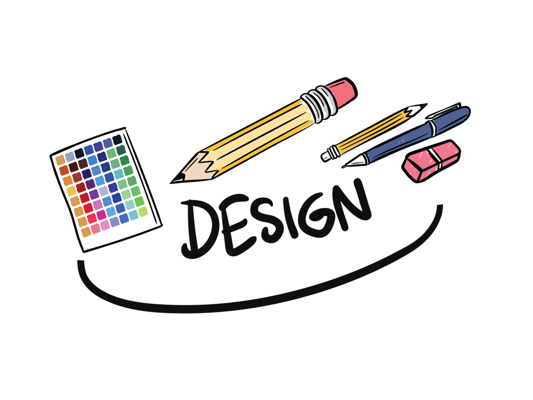 Transparent Backdrop Design Sketch with Pen and Pencils