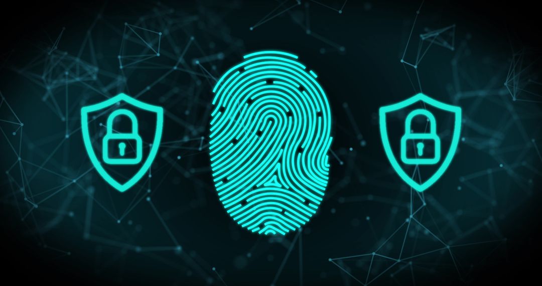 Digital Fingerprint with Locks Illustrating Cybersecurity