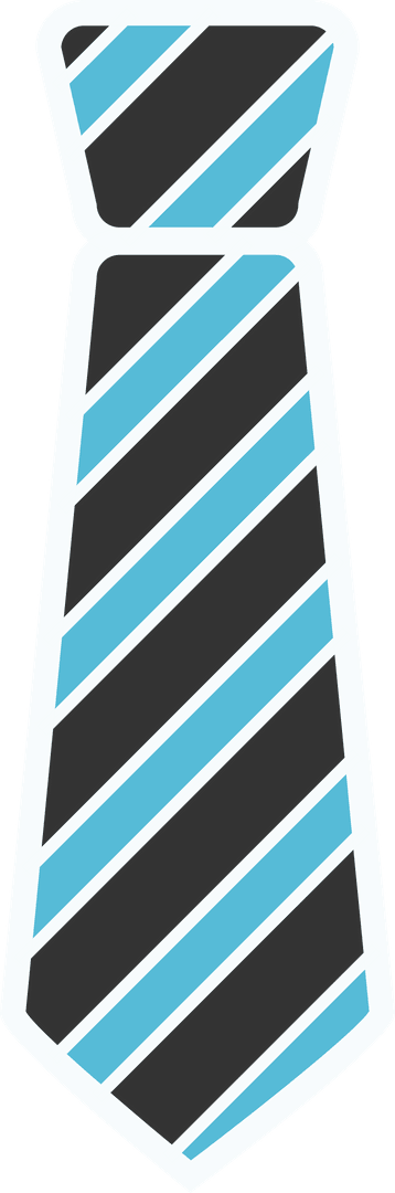 Stylish Black and Blue Striped Tie on Transparent Background