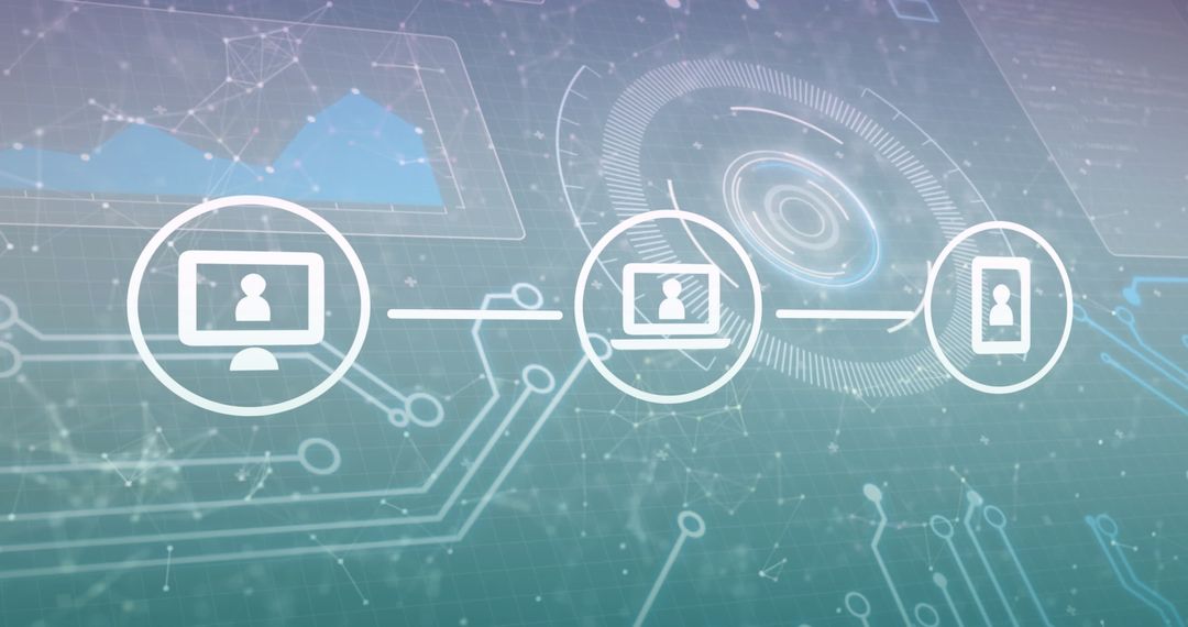 Digital Media Icons Over Futuristic Technology Interface