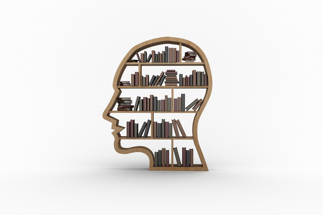 Human Head Shaped Bookshelves with Books on Transparent Background - Download Free Stock Images Pikwizard.com