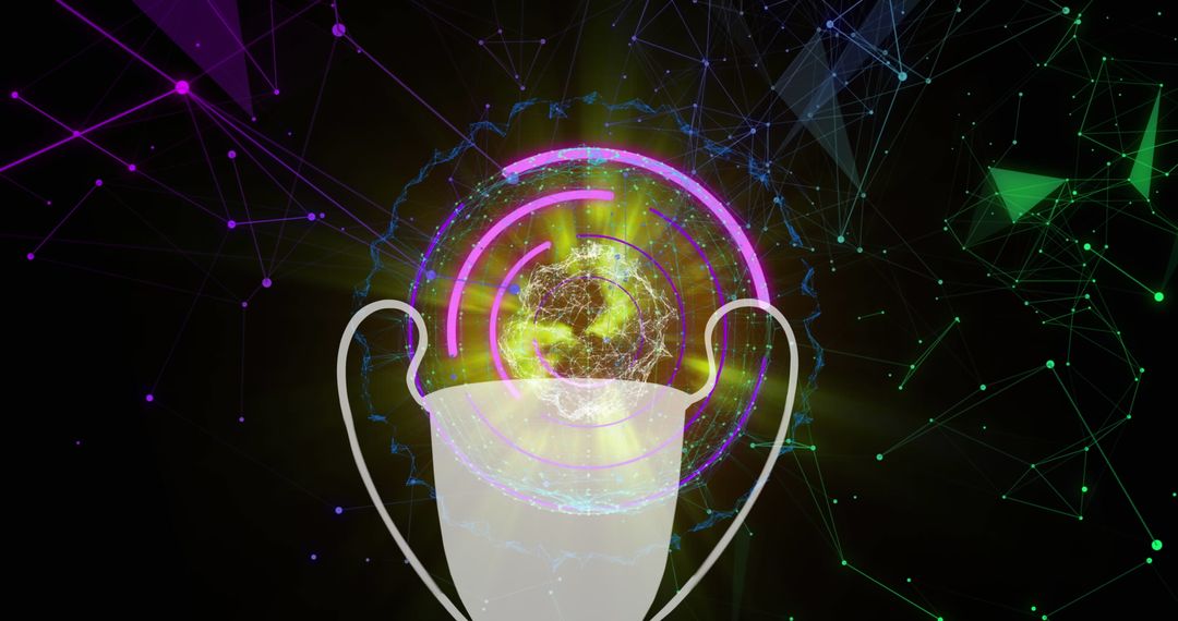 Abstract Digital Network with Bright Technology Symbols