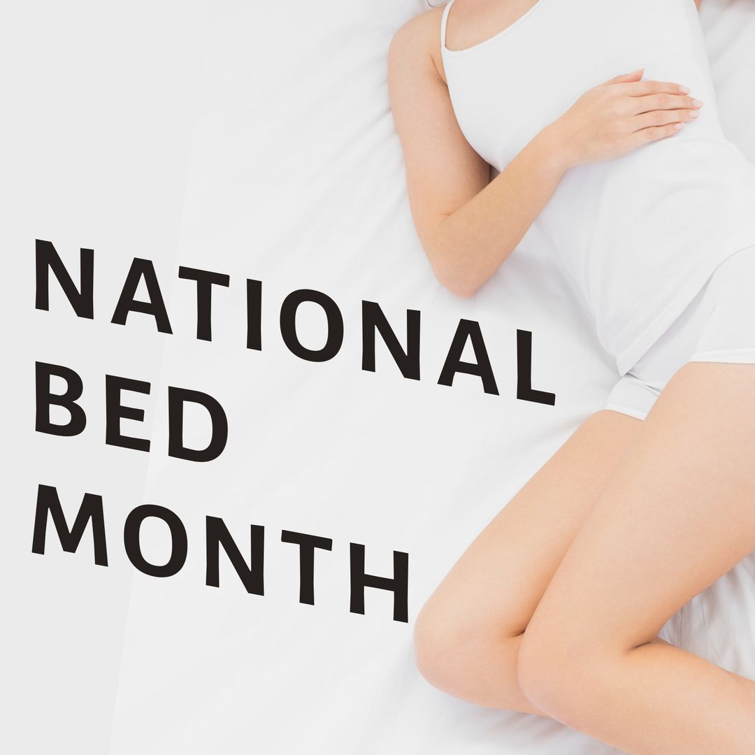 Woman Relaxing in White Bedding Promoting National Bed Month - Download Free Stock Templates Pikwizard.com