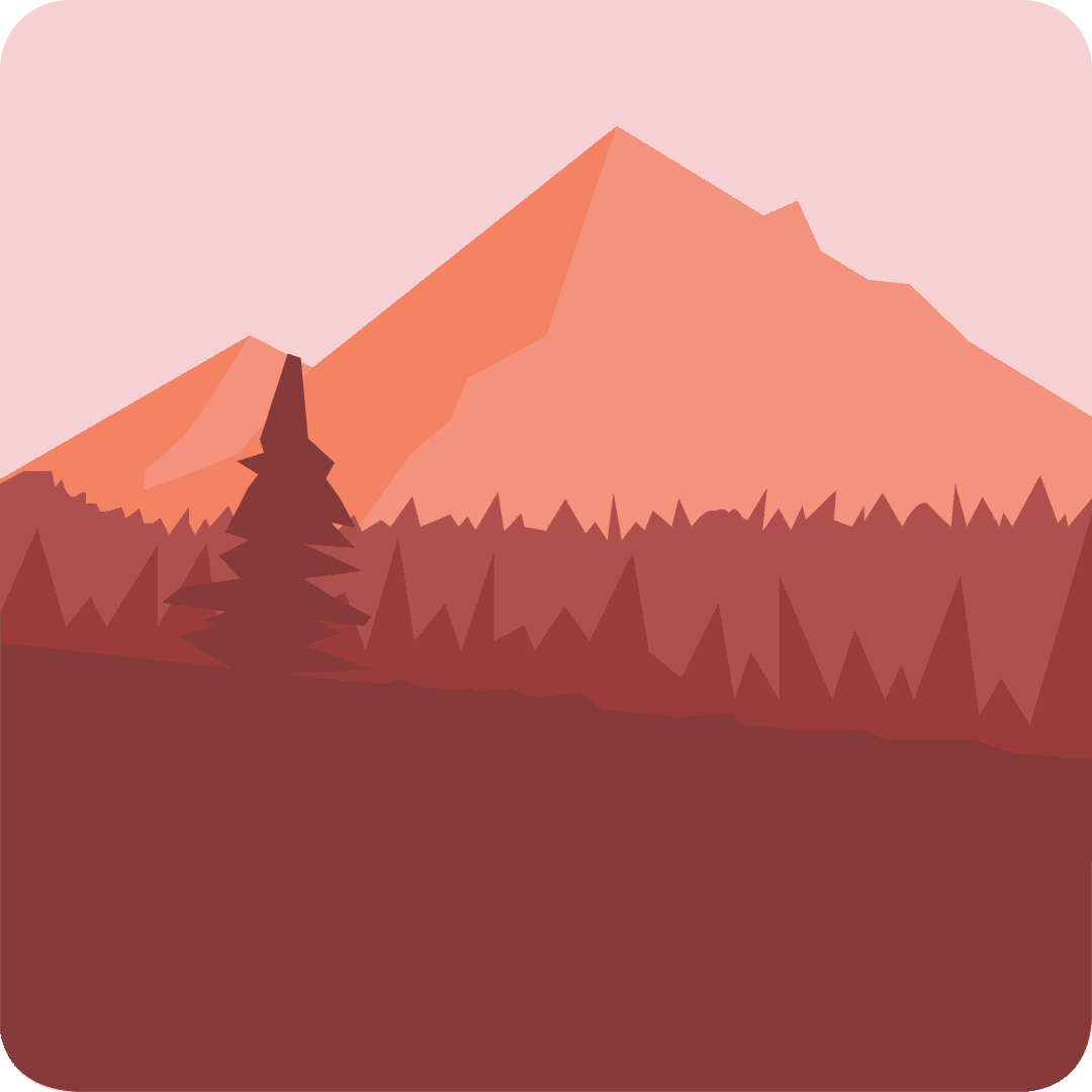 Abstract Geometric Mountains and Forest Scene on Transparent Background