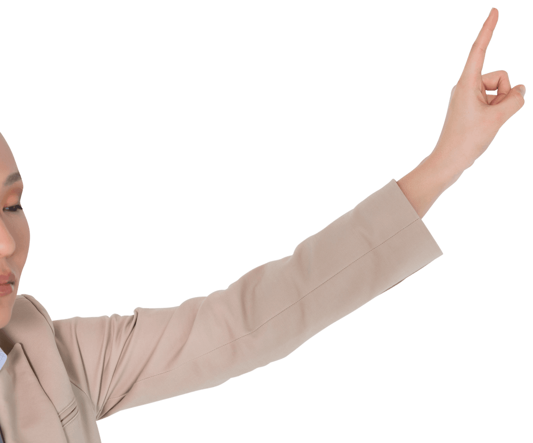 Transparent Businesswoman Pointing in Virtual Interface Concept