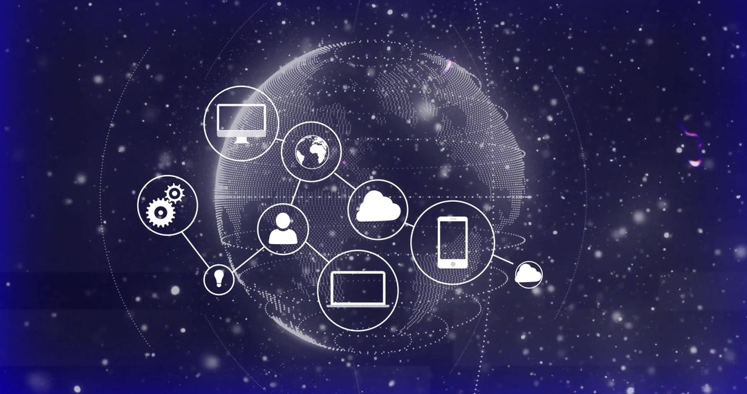Global Digital Network Connections on Starry Space Background