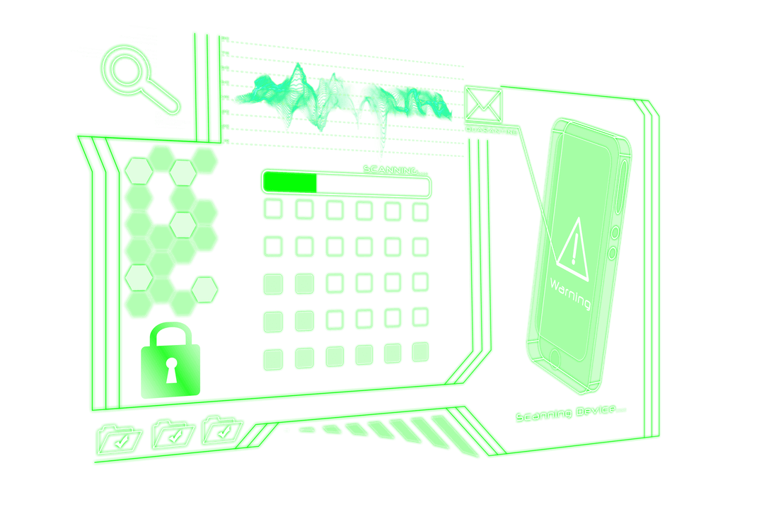 Futuristic Smartphone Display on Transparent Digital Interface Screen