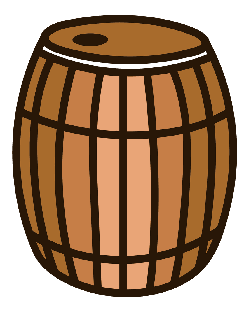 Wooden Barrel PNG on Transparent Background for Design Projects