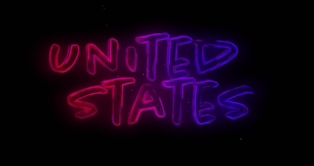 Neon United States Text with Fireworks Effect