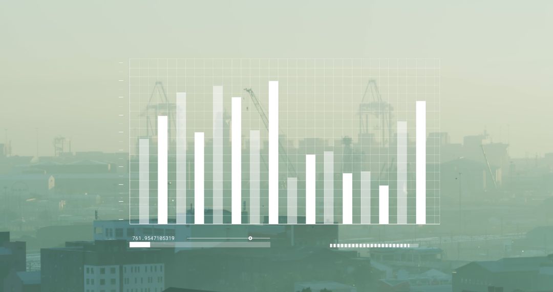 Digital Interface Data Visualization Over City Skyline