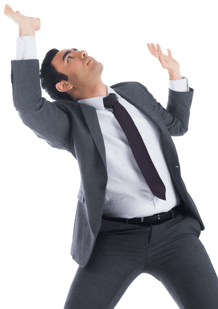 Suits and Success: Bizman Embracing Innovation Against Transparent Background