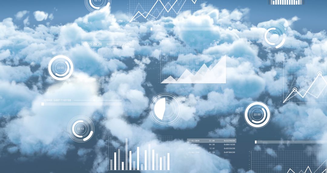 Visualization of Data Processes Floating in Clouds - Free Images, Stock Photos and Pictures on Pikwizard.com