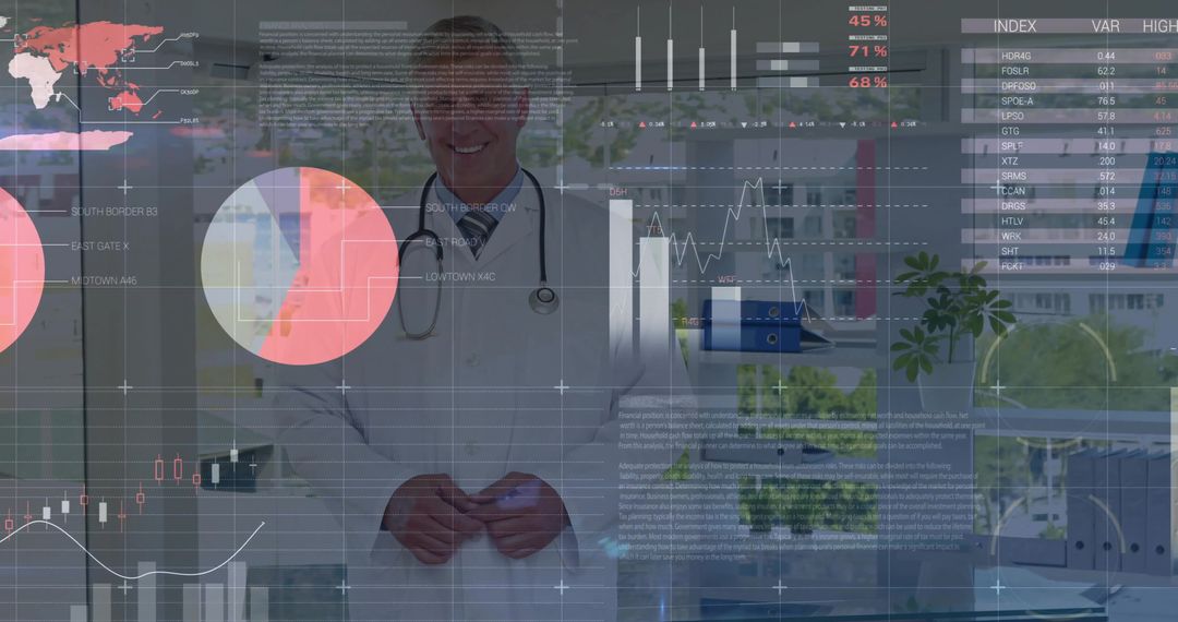 Senior Doctor Standing in Office Displaying Digital Medical Charts