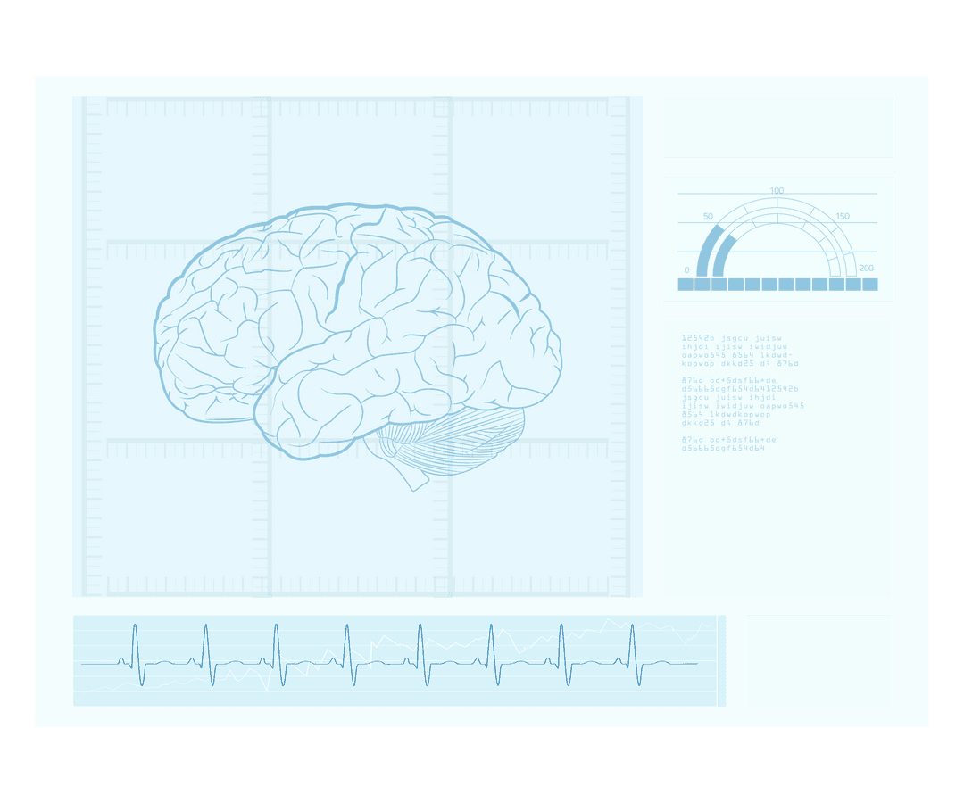 Transparent Brain Interface with Technical Diagrams for Innovations