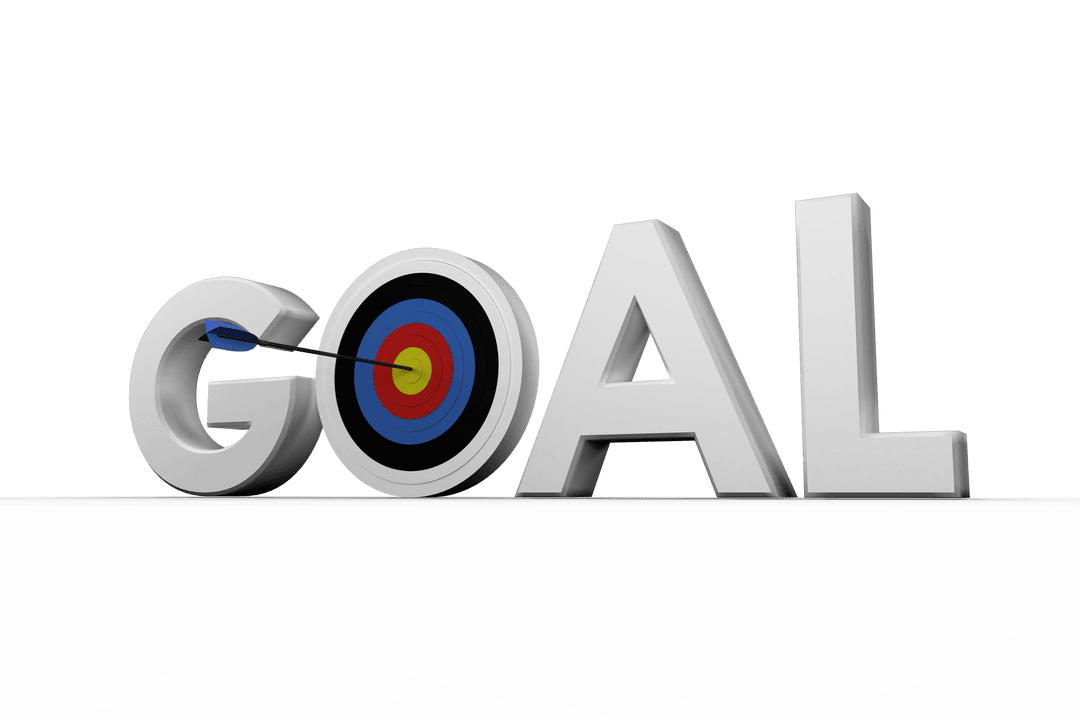 Goal Text with Bullseye on Transparent Background for Business Success