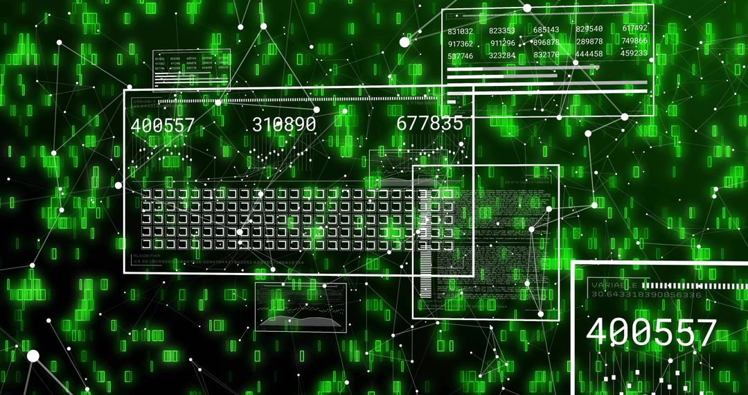 Holographic Cyber Network Interface with Floating Keyboard and Green Data Streams