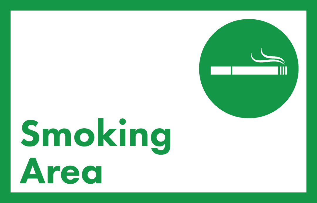 Smoking Area Sign with Green Circle on Transparent Background