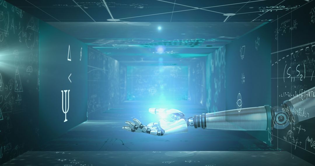 Futuristic Robot Arm with Virtual Global Data Elements