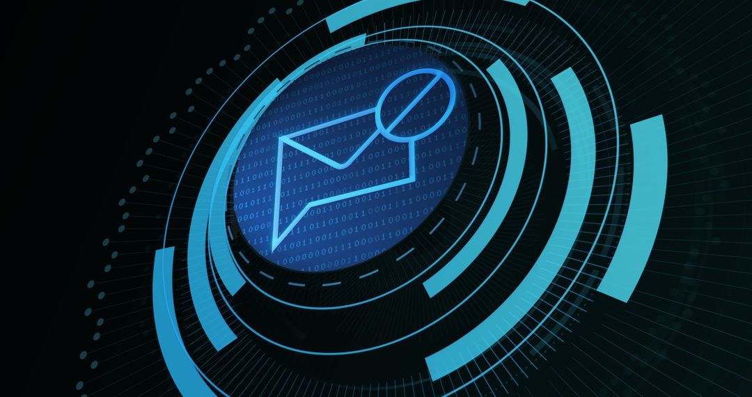 Email Icon within Futuristic Data Processing Interface