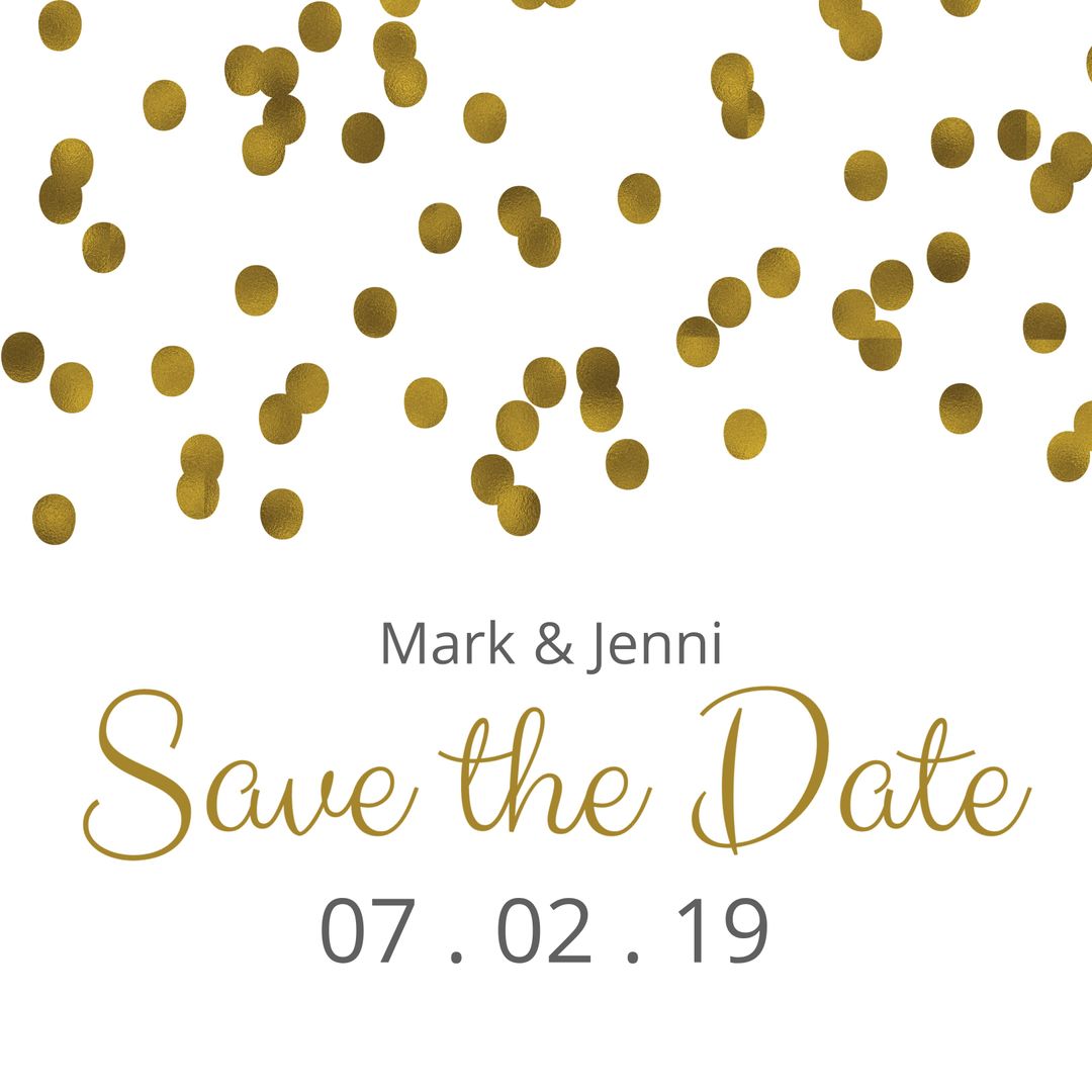 Elegant Golden Confetti Save the Date Template for Weddings and Celebrations - Download Free Stock Templates Pikwizard.com