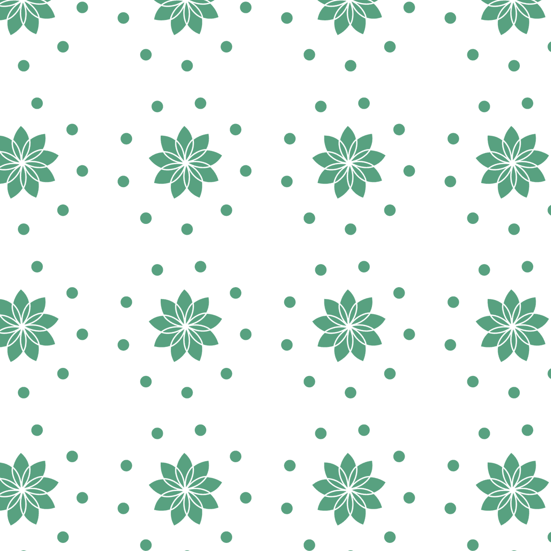 Green Flower and Dots Pattern on Transparent Background